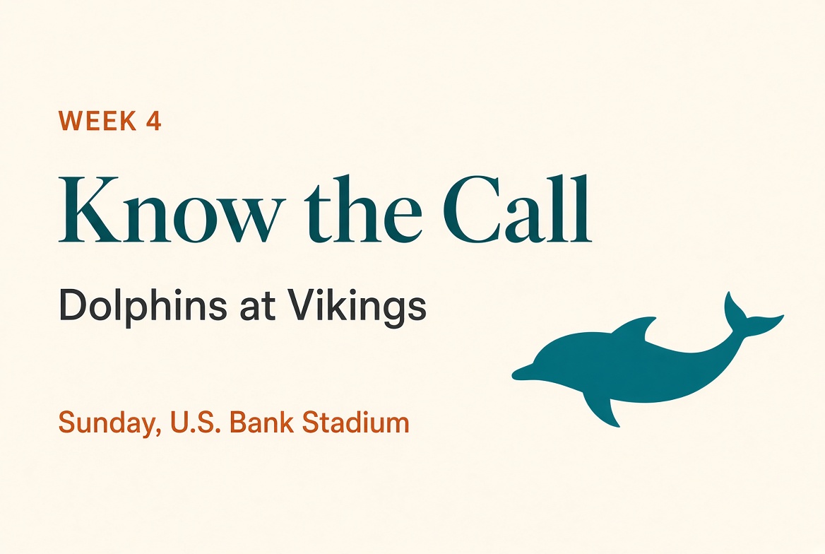 Know the Call. Dolphins at Vikings, Week 4, U.S. Bank Stadium.